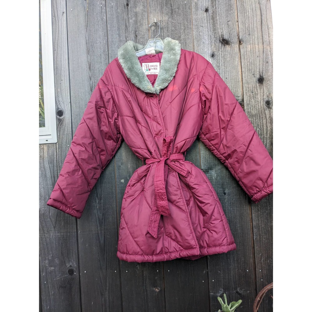 Vintage Haband Fur Collared Puffer in Dusty Rose Plus Size